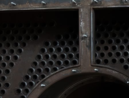 Close-up of the boiler tube bundle and furnace tube sheet