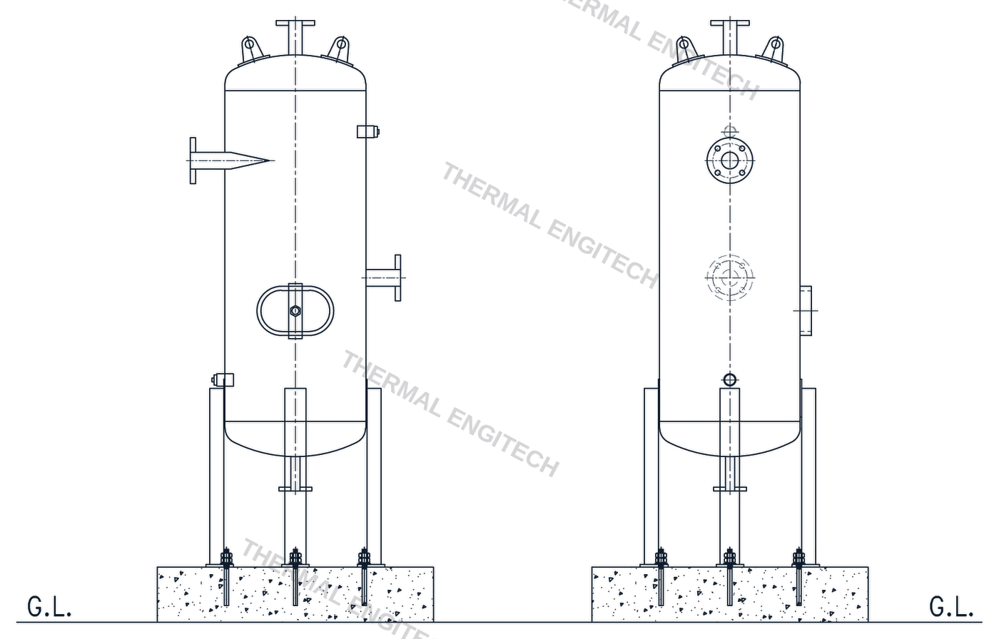 Thermal Engitech manufacturer CAD elevation drawing