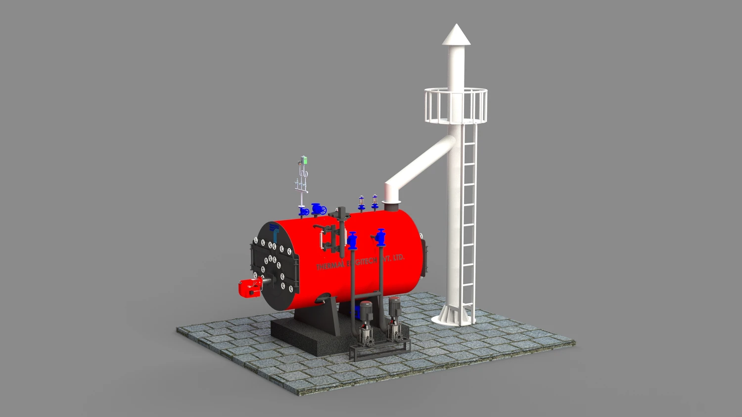 Oil / Gas Fired 3-Pass Fully Wet Back Steam Boiler — Thermal Engitech product render