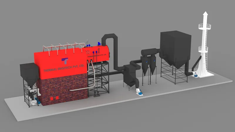 Multi Fuel Fired Smoke Cum Water Tube (Water Membrane) Type Boiler — Thermal Engitech product render