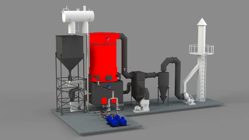 Wood/Coal Fired 3-Pass Horizontal Thermic Fluid Heater — Thermal Engitech product render