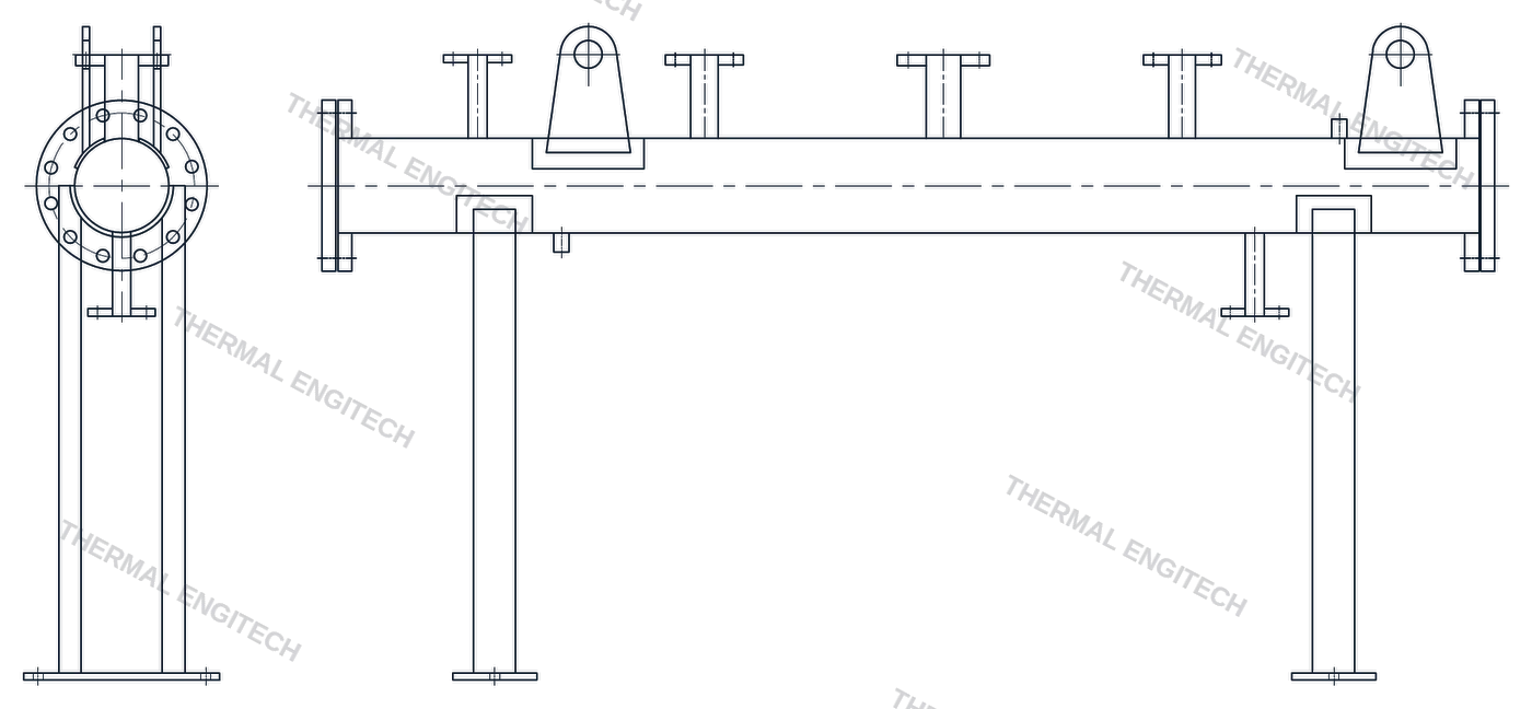 Thermal Engitech manufacturer CAD elevation drawing
