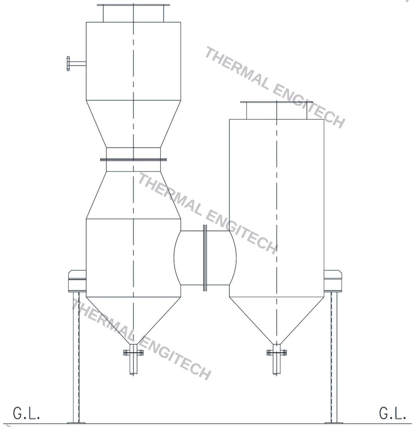 Wet Scrubber System — Thermal Engitech manufacturer CAD elevation drawing